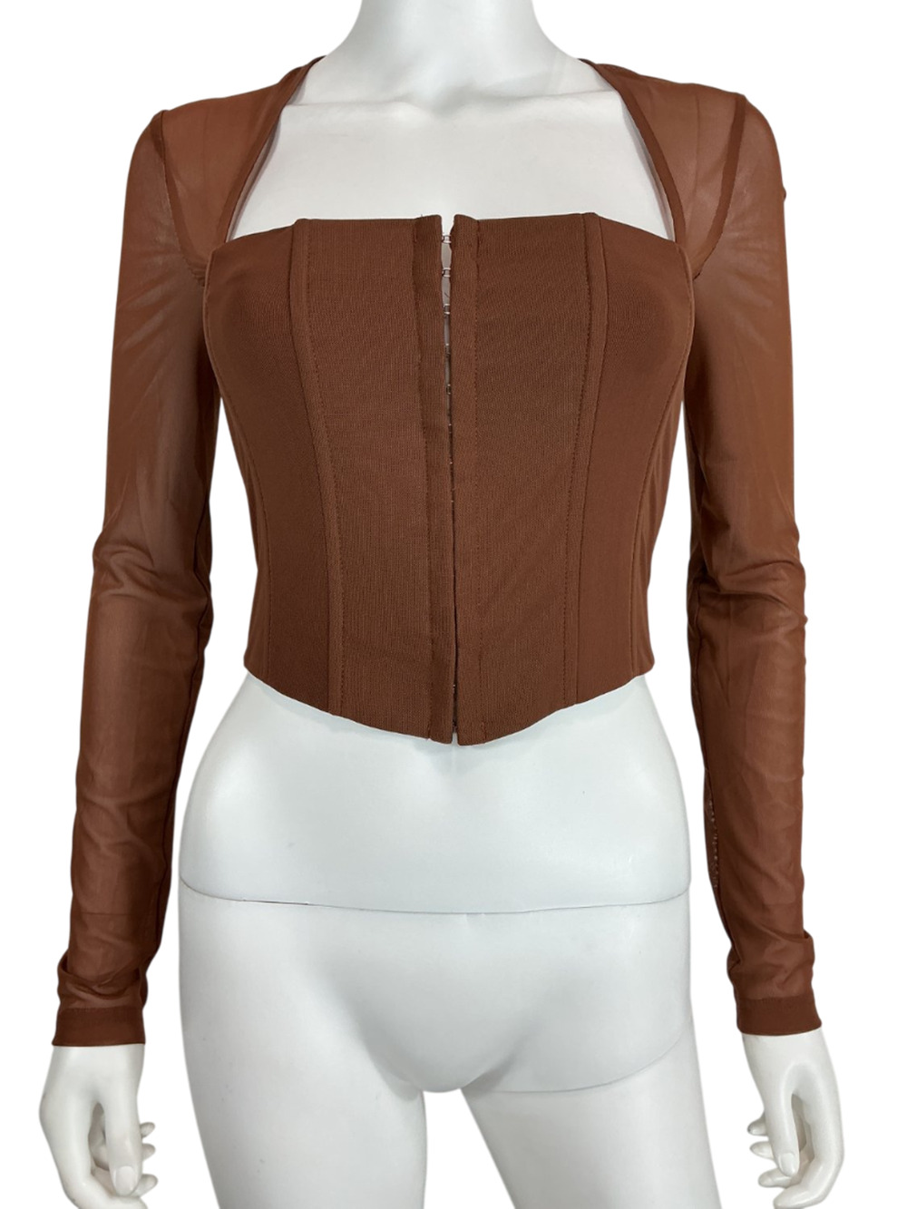 With Jean Sheer Brown Al Top Size XS